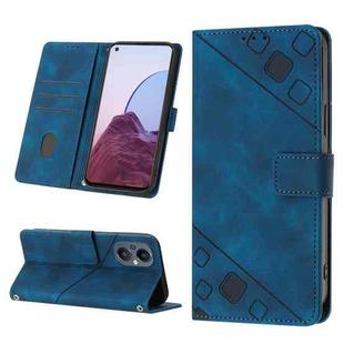 Skin-feel Embossed Leather Phone Case For OnePlus Nord N20 5G / OPPO Reno7 Z 5G / F21 Pro 5G Indian / Reno7 Lite 5G / Reno8 Lite 5G (Blue)