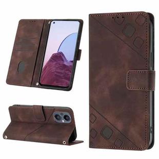 Skin-feel Embossed Leather Phone Case For OnePlus Nord N20 5G / OPPO Reno7 Z 5G / F21 Pro 5G Indian / Reno7 Lite 5G / Reno8 Lite 5G (Brown)