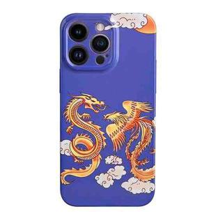For iPhone 12 Film Craft Hard PC Phone Case(Dragon and Phoenix)