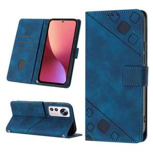 For Xiaomi 12 Skin-feel Embossed Leather Phone Case(Blue)