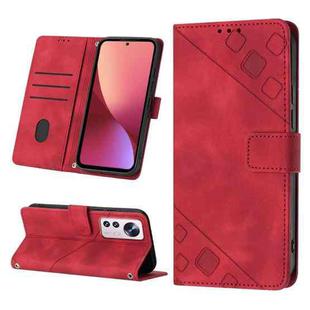 For Xiaomi 12 Skin-feel Embossed Leather Phone Case(Red)