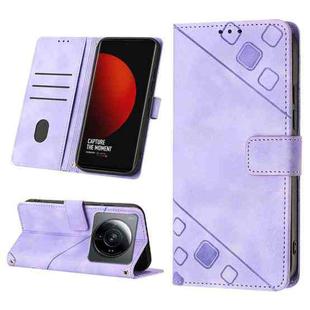 For Xiaomi 12 Ultra / 12S Ultra Skin-feel Embossed Leather Phone Case(Light Purple)