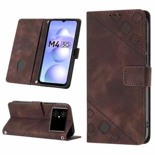 For Xiaomi Poco M4 5G / M5 4G Skin-feel Embossed Leather Phone Case(Brown)