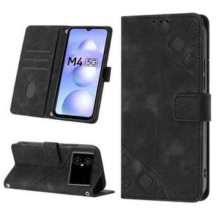 For Xiaomi Poco M4 5G / M5 4G Skin-feel Embossed Leather Phone Case(Black)