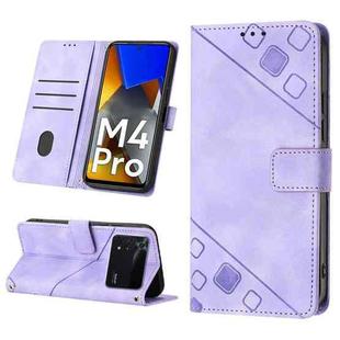 For Xiaomi Poco M4 Pro 4G Skin-feel Embossed Leather Phone Case(Light Purple)