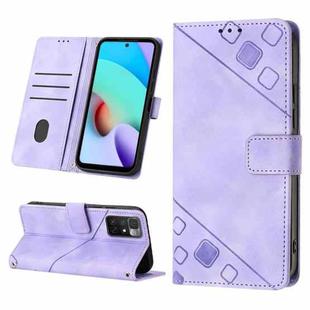 For Xiaomi Redmi 10 2022 / Note 11 4G Skin-feel Embossed Leather Phone Case(Light Purple)