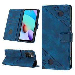 For Xiaomi Redmi 10 2022 / Note 11 4G Skin-feel Embossed Leather Phone Case(Blue)