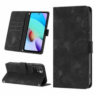 For Xiaomi Redmi 10 2022 / Note 11 4G Skin-feel Embossed Leather Phone Case(Black)