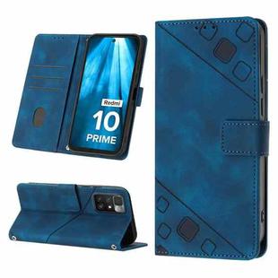 For Xiaomi Redmi 10 Prime+ 5G Skin-feel Embossed Leather Phone Case(Blue)