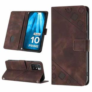 For Xiaomi Redmi 10 Prime+ 5G Skin-feel Embossed Leather Phone Case(Brown)