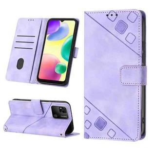 For Xiaomi Redmi 10A Skin-feel Embossed Leather Phone Case(Light Purple)