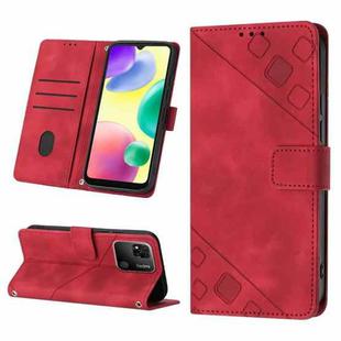 For Xiaomi Redmi 10A Skin-feel Embossed Leather Phone Case(Red)