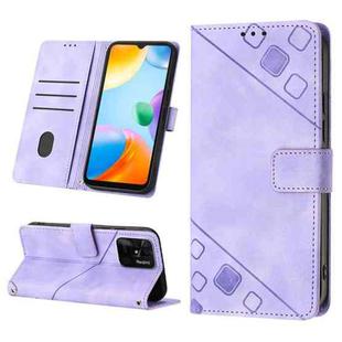For Xiaomi Redmi 10C 4G Skin-feel Embossed Leather Phone Case(Light Purple)