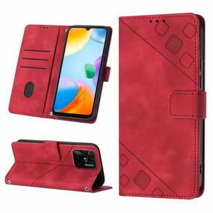 For Xiaomi Redmi 10C 4G Skin-feel Embossed Leather Phone Case(Red)