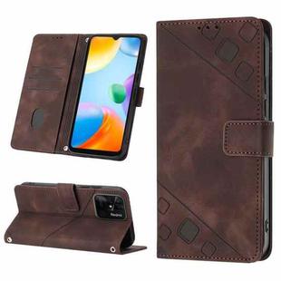 For Xiaomi Redmi 10C 4G Skin-feel Embossed Leather Phone Case(Brown)