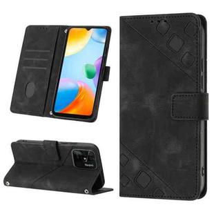 For Xiaomi Redmi 10C 4G Skin-feel Embossed Leather Phone Case(Black)