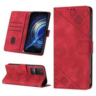 For Xiaomi Redmi K50 Pro / K50 Skin-feel Embossed Leather Phone Case(Red)