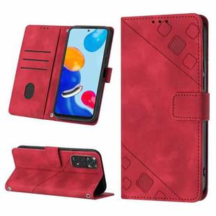 For Xiaomi Redmi Note 11s / 11 4G Skin-feel Embossed Leather Phone Case(Red)