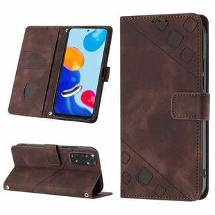 For Xiaomi Redmi Note 11s / 11 4G Skin-feel Embossed Leather Phone Case(Brown)