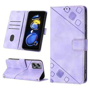 For Xiaomi Redmi Note 11T Pro 5G / 11T Pro+ 5G Skin-feel Embossed Leather Phone Case(Light Purple)