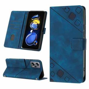 For Xiaomi Redmi Note 11T Pro 5G / 11T Pro+ 5G Skin-feel Embossed Leather Phone Case(Blue)