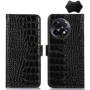 For OnePlus Ace 2 5G Crocodile Top Layer Cowhide Leather Phone Case(Black)