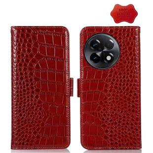 For OnePlus Ace 2 5G Crocodile Top Layer Cowhide Leather Phone Case(Red)