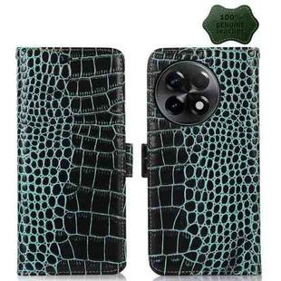 For OnePlus Ace 2 5G Crocodile Top Layer Cowhide Leather Phone Case(Green)