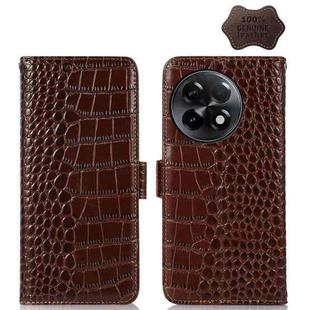 For OnePlus Ace 2 5G Crocodile Top Layer Cowhide Leather Phone Case(Brown)