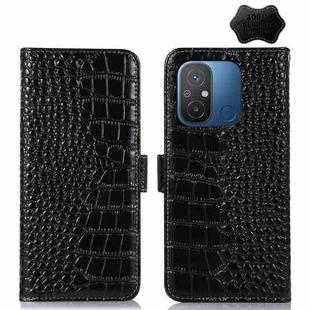 For Xiaomi Redmi 12C / 11A Crocodile Top Layer Cowhide Leather Phone Case(Black)