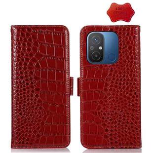 For Xiaomi Redmi 12C / 11A Crocodile Top Layer Cowhide Leather Phone Case(Red)