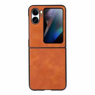 For OPPO Find N2 Flip Cowhide Texture PU Phone Case(Brown)