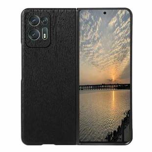 For OPPO Find N2 Wood Texture PU Phone Case(Black)