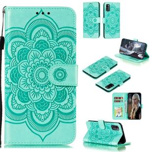 For Galaxy A41 Mandala Embossing Pattern Horizontal Flip PU Leather Case with Holder & Card Slots & Walle & Lanyard(Green)