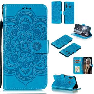 For Galaxy A70e Mandala Embossing Pattern Horizontal Flip PU Leather Case with Holder & Card Slots & Walle & Lanyard(Blue)