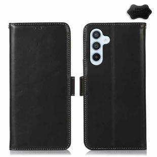 For Samsung Galaxy A24 4G Magnetic Crazy Horse Texture Genuine Leather RFID Phone Case(Black)
