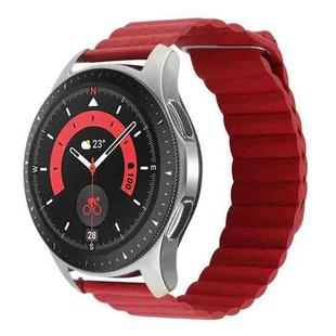 For Garmin Forerunner 255S / Venu 2S 18mm Universal Magnetic Loop Leather Watch Band(Red)