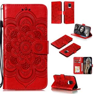 For Xiaomi Redmi Note 9 Pro Mandala Embossing Pattern Horizontal Flip PU Leather Case with Holder & Card Slots & Walle & Lanyard(Red)