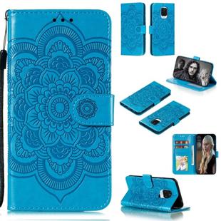 For Xiaomi Redmi Note 9 Pro Mandala Embossing Pattern Horizontal Flip PU Leather Case with Holder & Card Slots & Walle & Lanyard(Blue)