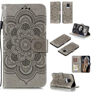 For Xiaomi Redmi Note 9 Pro Max Mandala Embossing Pattern Horizontal Flip PU Leather Case with Holder & Card Slots & Walle & Lanyard(Grey)