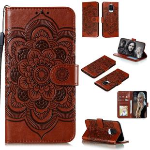 For Xiaomi Redmi Note 9 Pro Max Mandala Embossing Pattern Horizontal Flip PU Leather Case with Holder & Card Slots & Walle & Lanyard(Brown)