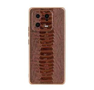 For Xiaomi 13 Pro Genuine Leather Weilai Series Nano Electroplating Phone Case(Coffee)
