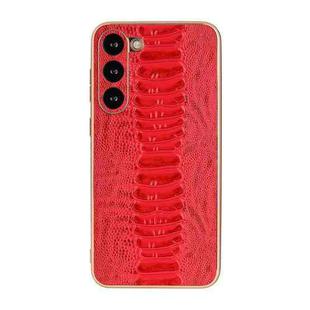 For Samsung Galaxy S23+ 5G Genuine Leather Weilai Series Nano Electroplating Phone Case(Red)