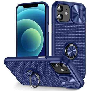 For iPhone 12 Sliding Camshield Armor Phone Case with Ring Holder(Blue)