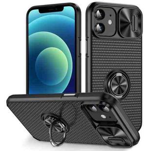 For iPhone 12 Sliding Camshield Armor Phone Case with Ring Holder(Black)