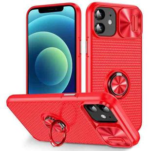 For iPhone 12 Sliding Camshield Armor Phone Case with Ring Holder(Red)