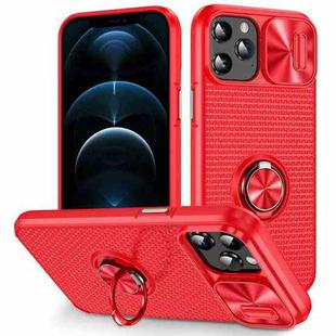 For iPhone 12 Pro Sliding Camshield Armor Phone Case with Ring Holder(Red)