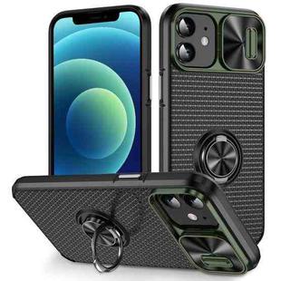 For iPhone 11 Sliding Camshield Armor Phone Case with Ring Holder(Army Green Black)