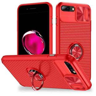 For iPhone 7 Plus / 8 Plus Sliding Camshield Armor Phone Case with Ring Holder(Red)