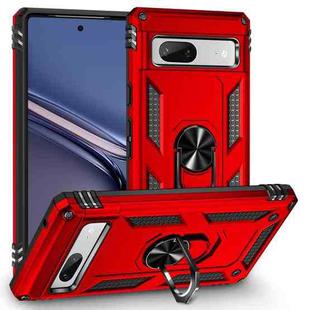 For Google Pixel 7a Shockproof TPU + PC Phone Case with Holder(Red)